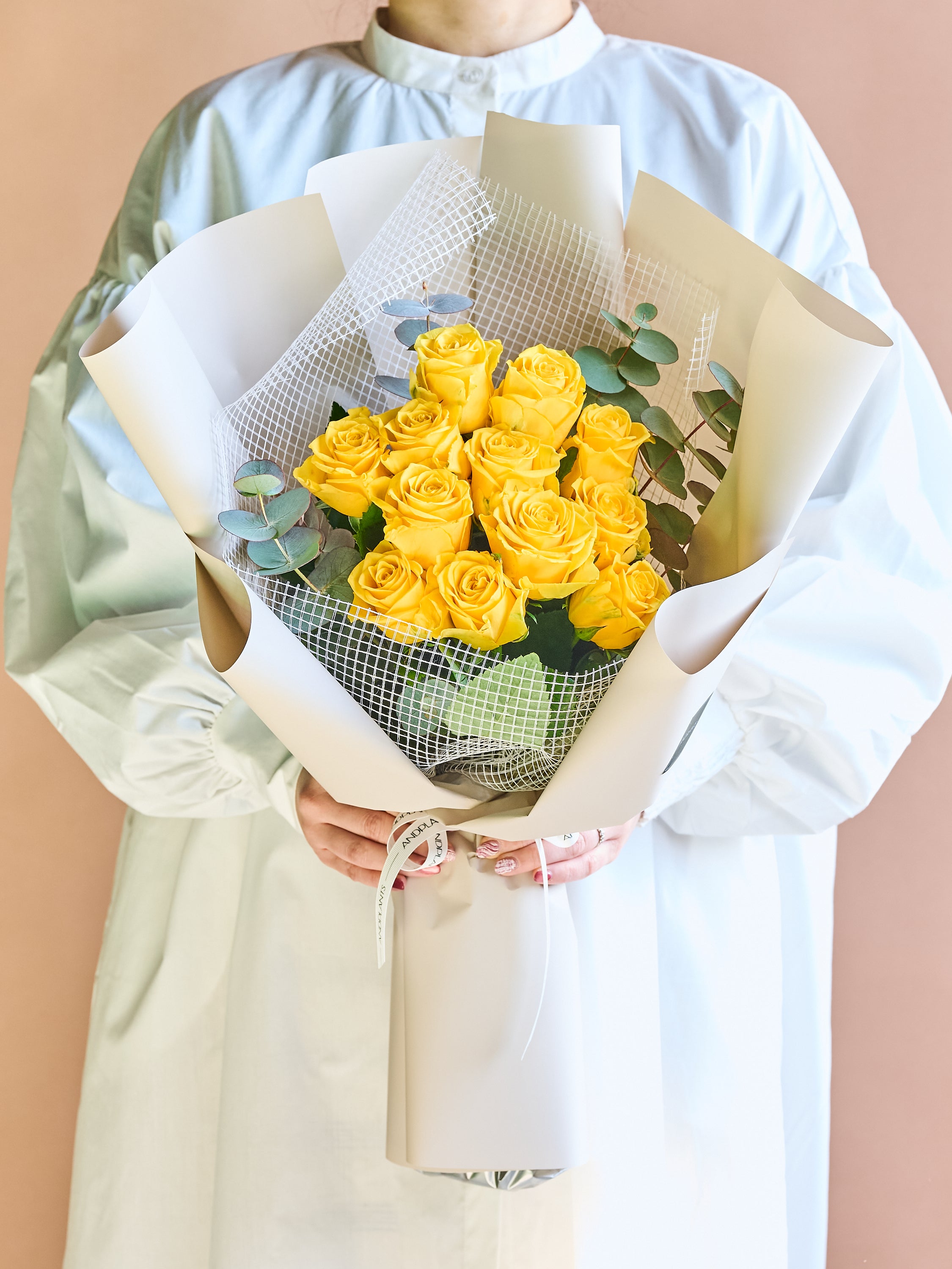 バラの花束 12本 - イエロー -