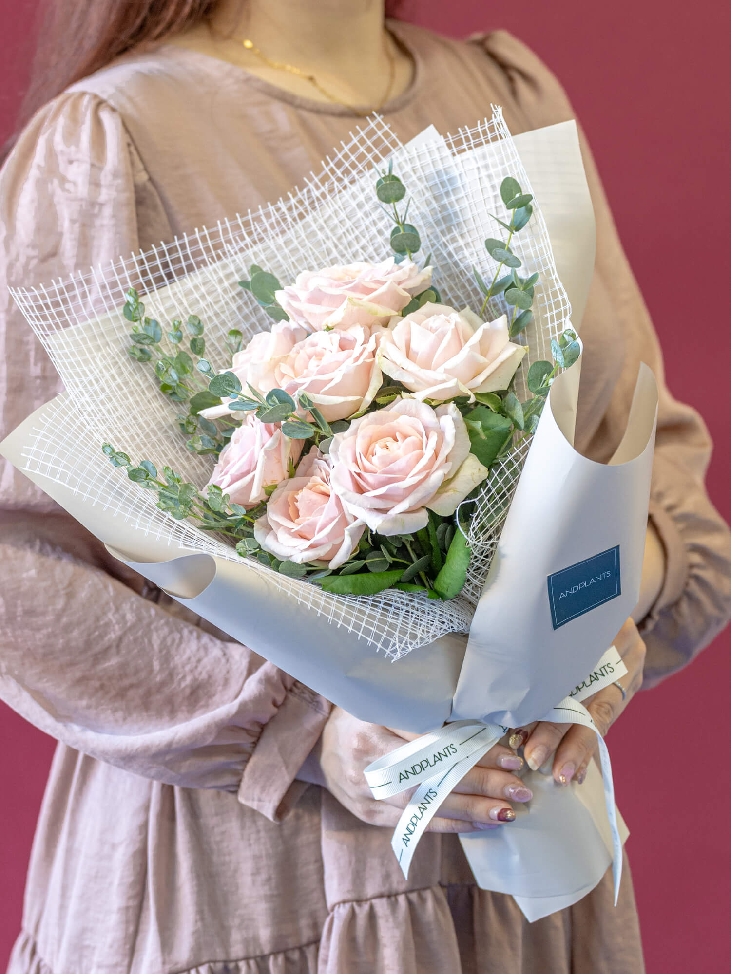 【誕生日ギフト】バラの花束 7本 - ピンク -