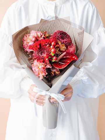【オータム】秋色ベロアレッドの花束 M