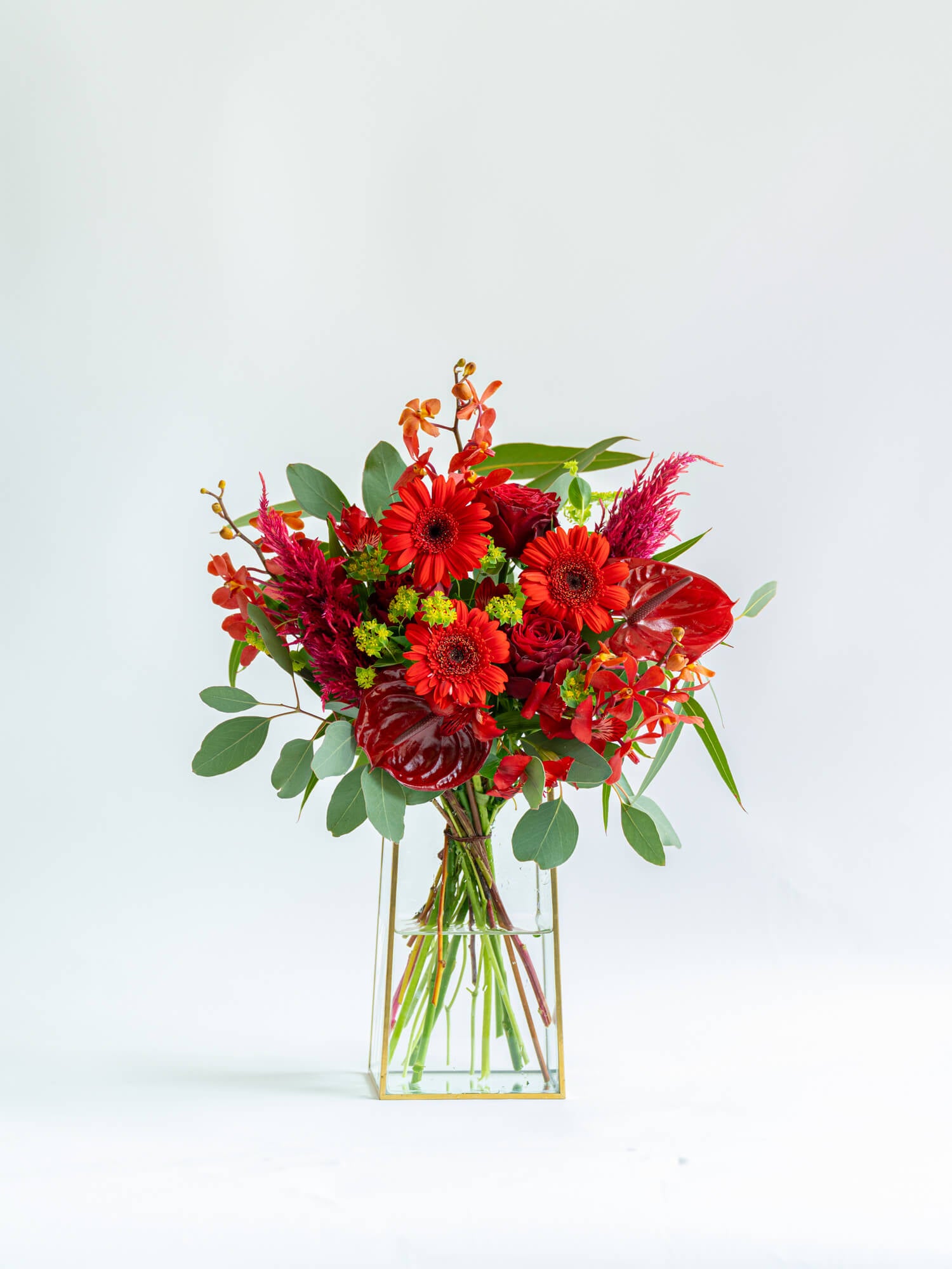 フローリストにおまかせ 季節の花束 L - レッド - | お花の通販AND