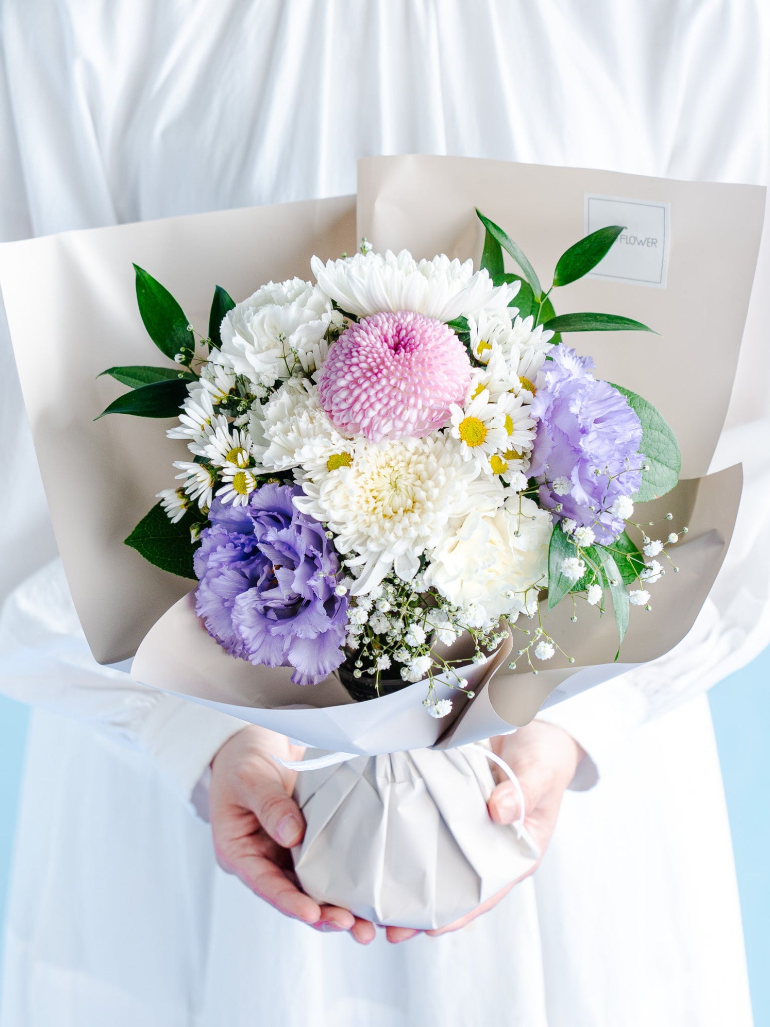 【お供え用】そのまま飾れる花束 M　- パープル -